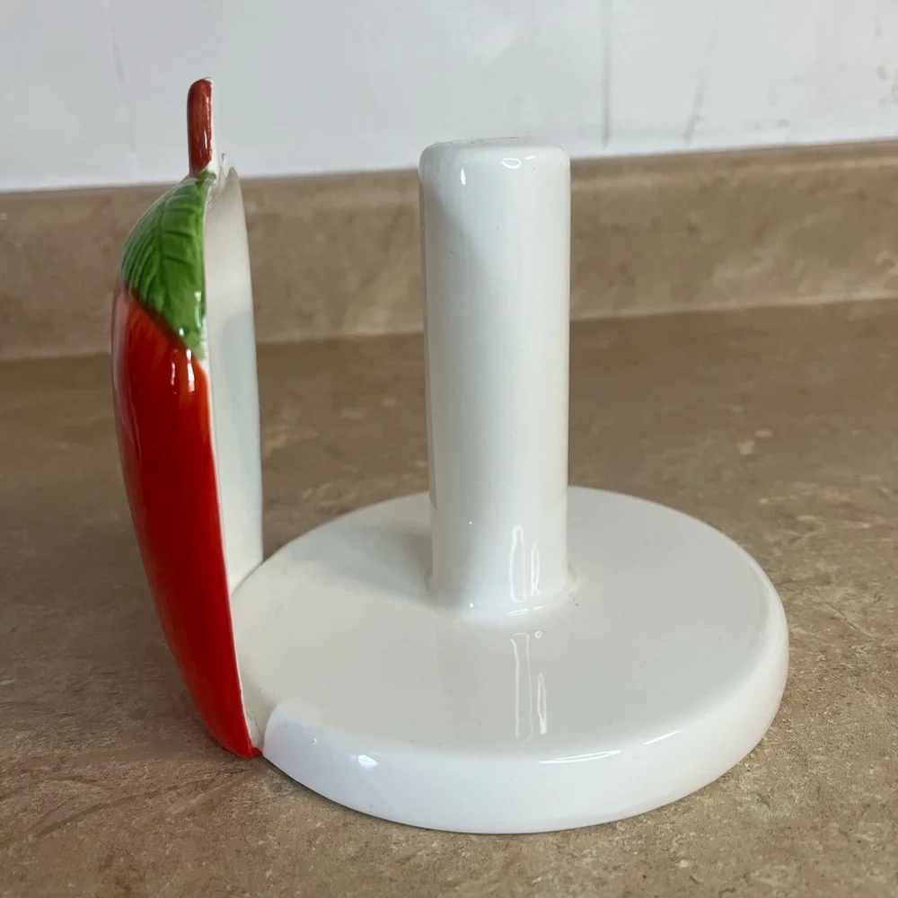 Red Ceramic Apple Paper Towel Holder